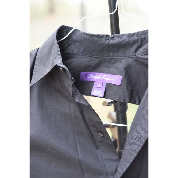 Ralph Lauren Purple Label Button Up Black Sheer Designer Made in USA - Picture 5 of 6